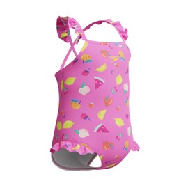 Speedo Frill Thinstrap One Piece Costume da Bagno per Bambina, Rosa, 3 Anni