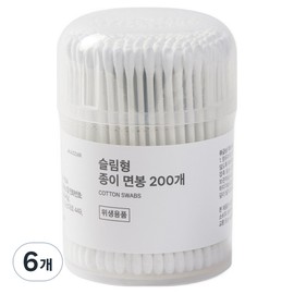 JAJU slim paper swabs, 6 pieces, 200 pieces / JAJU 슬림형 종이 면봉, 6개, 200개입