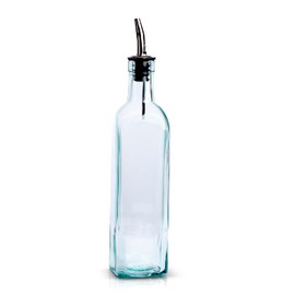EHOMEA2Z Italian Glass Olive Oil Dispenser Bottle - 16 Oz, Oil and Vinegar Cruet with Stainless Steel Spout for Kitchen, Slight Green Tint (1, 473ml)