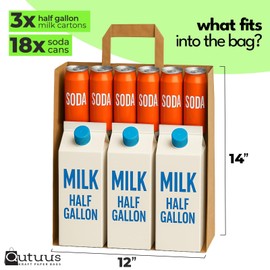 Qutuus Qutuus 12x7x14 inches 25Pcs Large Paper Bags with Handles Bulk, Large Paper Grocery Shopping Bags with Handles, Brown Sacks for Groceries, Recycling, Delivery, Take Out, To Go, Retail