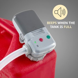 Deway Automatic Fuel Transfer Pump with Auto-Stop & Beeps When Tank Is Full, AA Battery Powered, Advanced Adapter Fits All Size Cans, Extra Long Hose, Portable Liquid Pump for Gasoline, Diesel & More