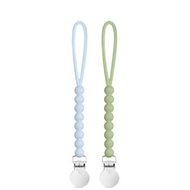 Ryan & Rose Cutie Clip 2 Pack - Pacifier Clip Holder Silicone (Judy-Blue/Judy-Sage)
