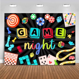 Mocsicka Game Night Backdrop Board Game Game Night Decorations for Adults Chess Card Game On Backdrop Party Supplies Banner Photo Booth Props(7x5ft)