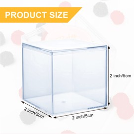 Merkaunis 48PCS Acrylic Boxes 2 * 2 * 2inch Acrylic Square Cube Acrylic Candy Box Acrylic Boxes with Lids, for Candy,Gift,Stackable Cube Container, with Lid Square Cube Storage Box