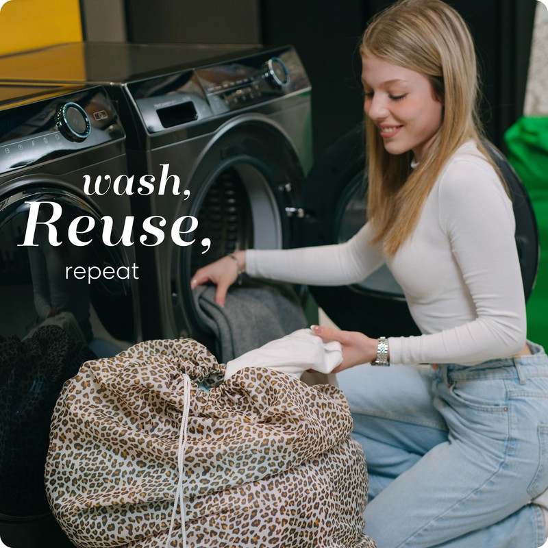 Handy Laundry Nylon Bag - Locking Drawstring Closure, Machine Washable,