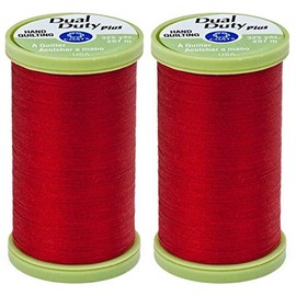 2-Pack Bundle Coats & Clark Dual Duty Plus Hand Quilting Thread 325yds Red s960-2250