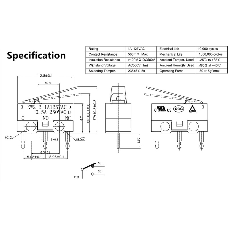 GTIWUNG 35pcs Mini Micro Switch Mechanical Limit Switch AC 1A