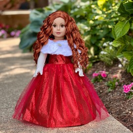 - Lady in Red - 3 Piece 18 inch Doll Outfit - Red Gown, Gloves and Cape - (Doll Not Included)