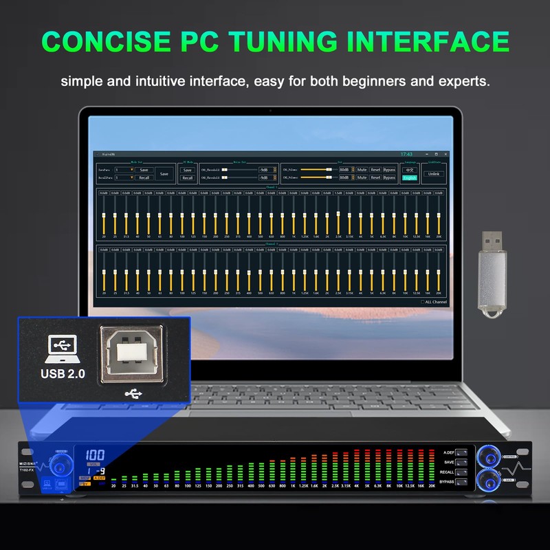 MIZISNR Digital Equalizer for Home Stereo Audio System, Professional 31