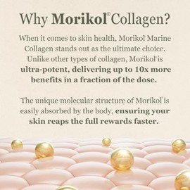 Nutrientes esenciales para la salud de la piel, suplemento de cuidado diario, 120 unidades | Hydrolyzed Morikol® Marine Collagen Peptides, Amino Acids