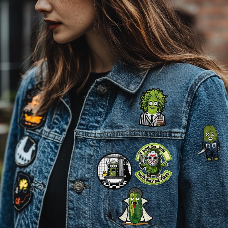 3.5" Holloween Horror Pickle Dracula Vampire Embroidered Iron On Patch