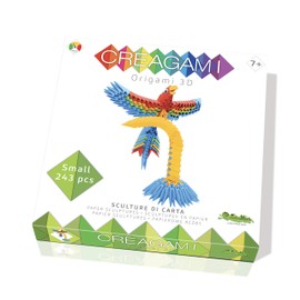 CreativaMente Creagami 3178713 Origami 3D Paper Sculpture Parrot, Craft Set for Adults and Children from 7 Years, 243 Pieces, Multi-Coloured