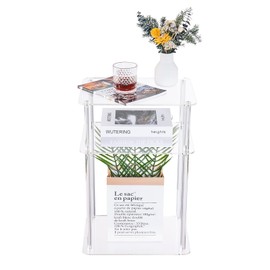 HMYHUM Acrylic Side Table for Small Spaces, 3-Tier Small End Table/Nightstand for Sofa, Living Room, Bedside, Bedroom, Modern, 30 lbs Load, 15.7" L x 11.8" W x 23" H, Clear