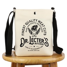 G2TUP Silence Lambs Movie Inspired Gift Dr Lecter's Butchery Reusable Canvas Tote Bag Hannibal Lecter Fan Handbag (Dr Lecter's X)