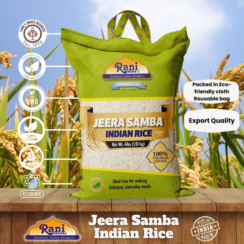 Rani Jeera Samba Indian Rice 64oz (4lbs) 1.81kg Cloth Bag
