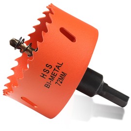 Bi-Metal Hole Saw 72 mm, Hole Drill Bit for Wood and Metal, Bi-Metal Round Drill Bit with 35 mm Cutting Depth for Steel, Cast Iron, Aluminium, Drywall, Plywood and Acrylic