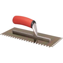 BARWALT Ultrastainless Notched Trowel, Square 1/4 x 3/8 x 1/4 Inch Notches, Stainless Blade Tiling Tools, BWT70954