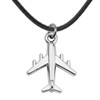 FEELMEM Airplane Charm Leather Cord Chain Necklace Fly Safe Pilot