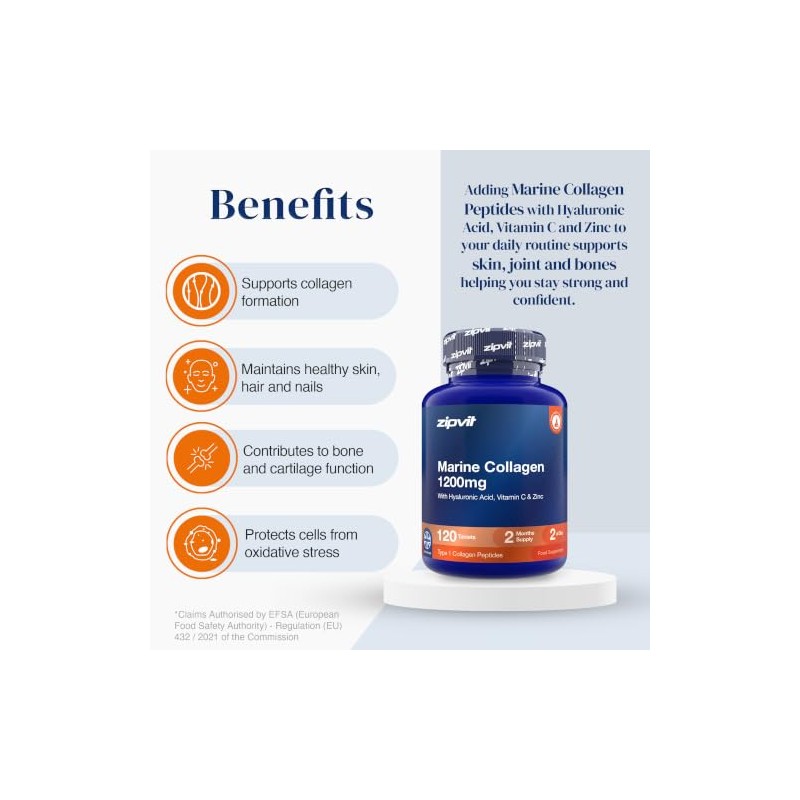 Zipvit Marine Collagen Tablets 1200mg with Hyaluronic Acid Vitamin C