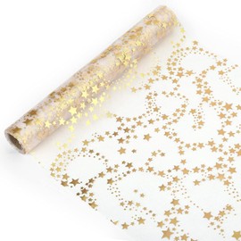 LEMESO 5M Camino de Mesa Navidad Largo Mantel Translúcido Decoración de Mesa de Organza Decoración de Mesa de Navidad o Boda 28cm x 5m