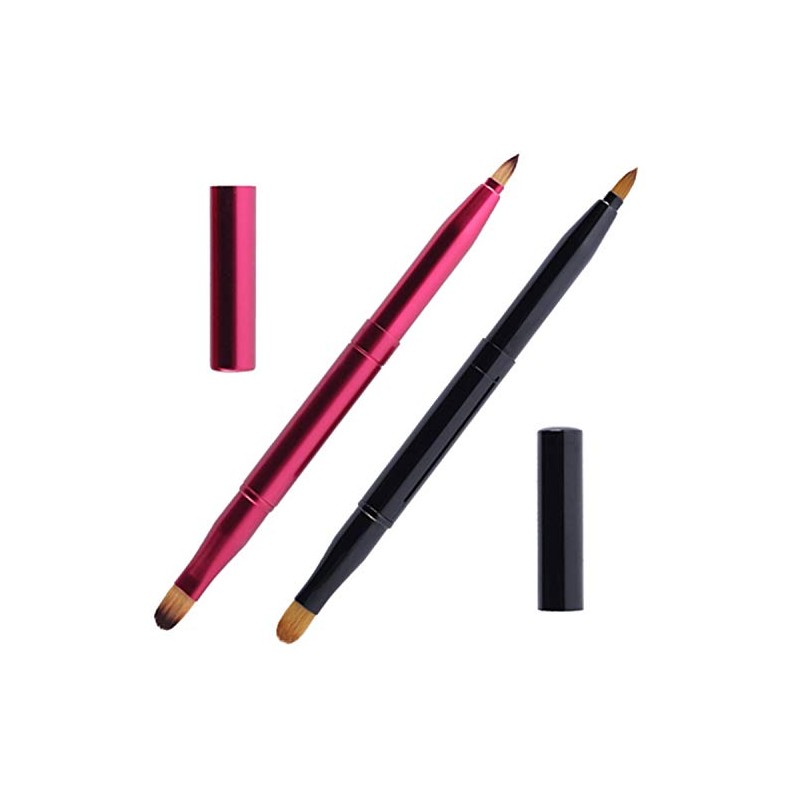 2 Pcs Retractable Lip Brushes Portable Dual End Lipstick Brush