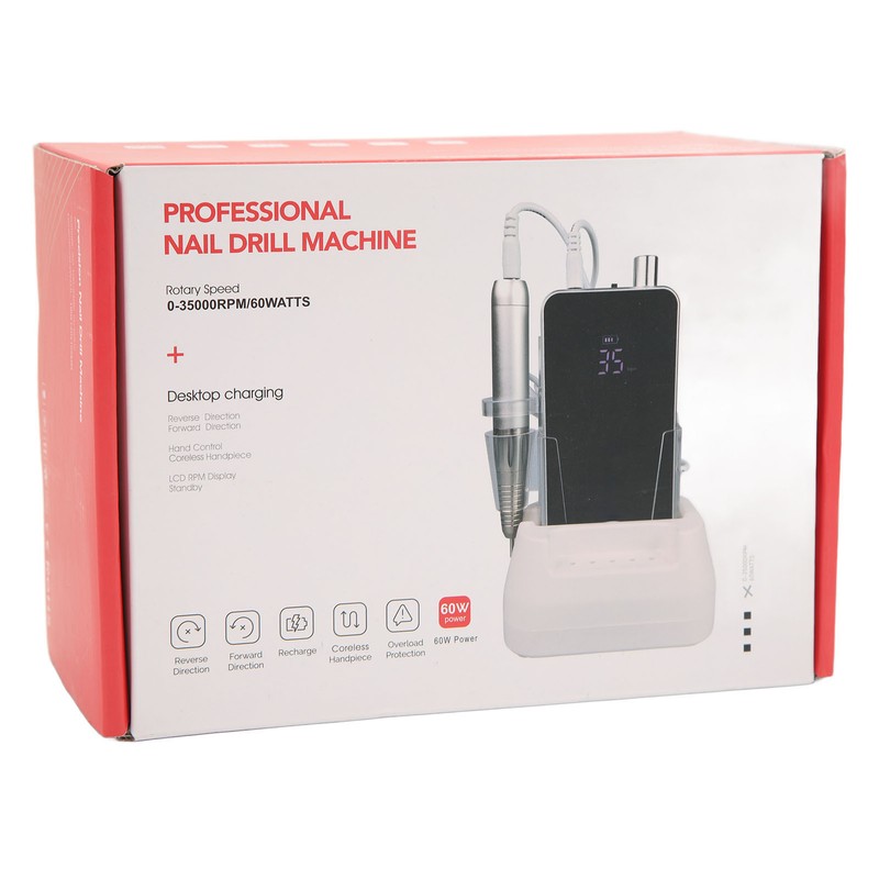 Rechargeable Manicure File 0 To 35000rpm Large Screen Display Electric