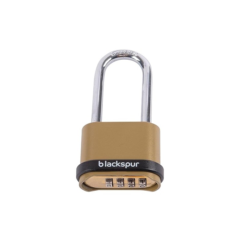 1x Brass Long Shackle 4-Digit Zinc Alloy Combination Padlock -