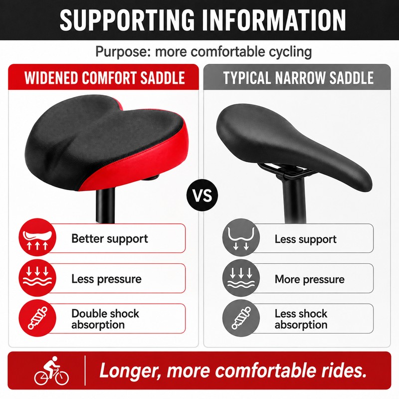 Wide Comfort Bike Saddle for Commuting – Dual Shock Absorption