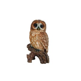 Hi-Line Gift Ltd Tawny Owl on Stump, 6.75", Brown