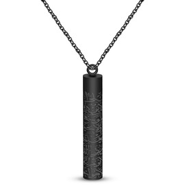 JunyiDIY Black Stainless Steel Scripture Necklace | Quran Pendant Necklaces | Islamic Verse Gift Elegant Arabic Script Jewelry for Mom Dad YA5082