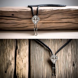Doitby Vintage Bolo Tie Western Cowboy Cross Bolo Ties Leather Braided Necktie Necklace for Men Women