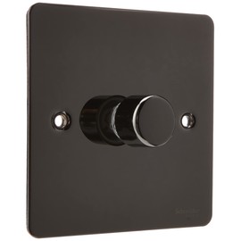 Schneider Electric Ultimate Flat Plate - Single 2 Way Dimmer Light Switch, Main & Low Voltage, 400W/VA, GU6212CBN, Black Nickel