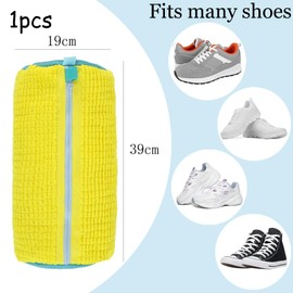 YINZZTRY Shoe Wash Bag Washing Machine, 1 Piece Laundry Bag Shoes Bristles Shoe Bag Washing Machine Laundry Net for Sneakers Shoe Laundry Bag for Washing Machine and Dryer, Yellow