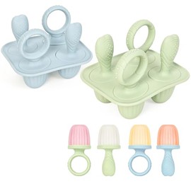KOSMOX Molde para Paletas de Hielo Bebé con 4 Moldes de Silicona para Leche Materna o Frutas BPA Free Antiderrame Apto para Lavavajillas y Congelador