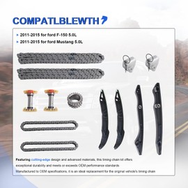 Timing Chain Kit for 2011-2015 Ford F-150, Mustang 5.0L V8 Coyote Engines - with Gears, Tensioner, Fits 302CID V8 Engine OE Standard Replacement Kit