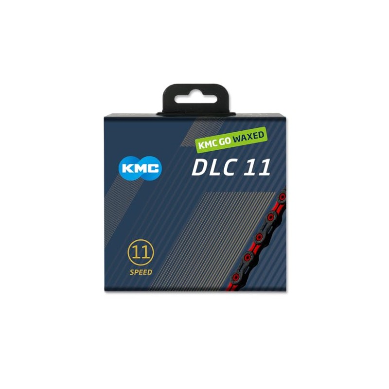 KMC Bicycle Chain, DLC11 Waxed Black/Red, 1/2 Inch x 11/128