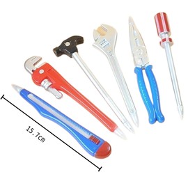 CHUNLINLAODA 6 PCS Novelty Tool Pens Set Tool Pens Set Novelty Black Ink Ballpoint Pen 0.5MM Ballpoint Writing Pen Black Ink Tool Moderling for School Office Student Supplies Different Shapes (Blue)