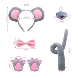 NYGGTYK 1 Set Mouse Costume, Animal Costume Set, Holiday Cosplay Costume Set, Mouse Masquerade Costume, Mouse Ears, Headband Costume, Mouse Paw Gloves