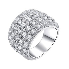 PAMTIER Women's Wide Band Eternity Engagement Ring with Zircon Gemstone 5 Row Diamond Size U