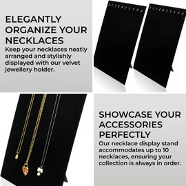 H&S 2x Necklace Chain Stand Velvet Jewellery Holder Shop Display Bust Set Black Tall - Jewellery Display Boards - Necklace Display Stand - Jewellery Velvet Display Stand - Jewellery Chain Holder