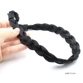 Yamel Braid Headband Adjustable Braided Hairband Black Headbands for Women Synthetic Hair Plait Hairband Braided Headband Elastic