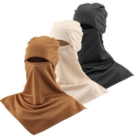 SATINIOR 3 Piece Balaclava Face Cover Sun Protection Neck Cover Summer Balaclava for Men Women Outdoor Sports UV Protector(White,Dark,Gray Camel)