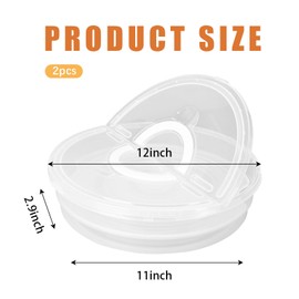 2 Pack 12 In 2-Compartment Round Food Storage Containers with Lids Handle