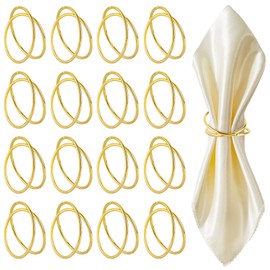 Pack of 16 Napkin Rings Gold, Napkin Rings Double Spiral Circle Design, Metal Napkin Buckles, Elegant Simplicity Napkin Rings for Parties, Weddings, Festivals