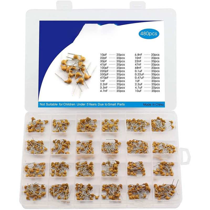 PENGLIN 480pcs Electrolytic Capacitors Kit Multilayer Ceramic Capacitors Monolithic Capacitor