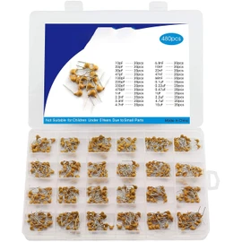 PENGLIN 480pcs Electrolytic Capacitors Kit Multilayer Ceramic Capacitors Monolithic Capacitor Set 24 Values 10pf to 10uf