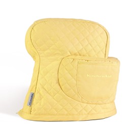 KITCHENAID Fitted Tilt-Head Stand Mixer Cover with Storage Pocket, Quilted 100% Cotton,14.4"x18"x10", Butter Yellow