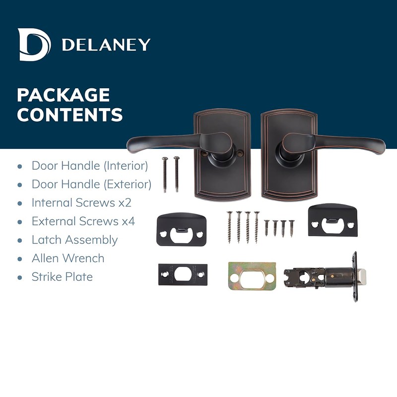 Delaney Callan Hardware Artino Passage Door Handle, Fits Doors 1-3/8