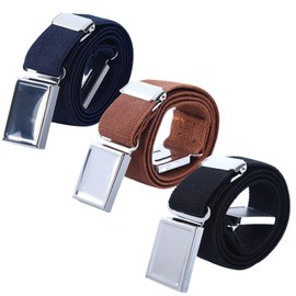 Kids Boys Magnetic Buckle Belt - Adjustable Elastic Toddler Child Belts for Girls, 3 Pcs(Navy blue/Brown/Black)