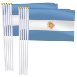 25 Pack Argentina Handheld Small Flag,Mini Argentinian Hand Held Miniature Stick Decor